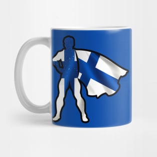 Finland Hero Wearing Cape of Finland Flag Hope and Peace Unite in Finland Mug